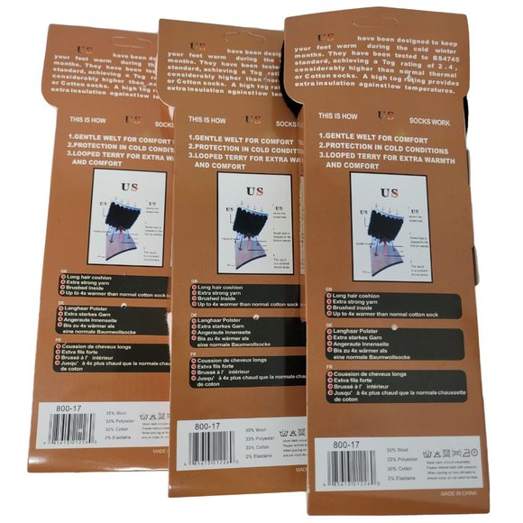 NEW Women Merino Lamb Wool Socks, Thick Warm Winter Crew Socks 3 Pairs - Picture 2 of 4